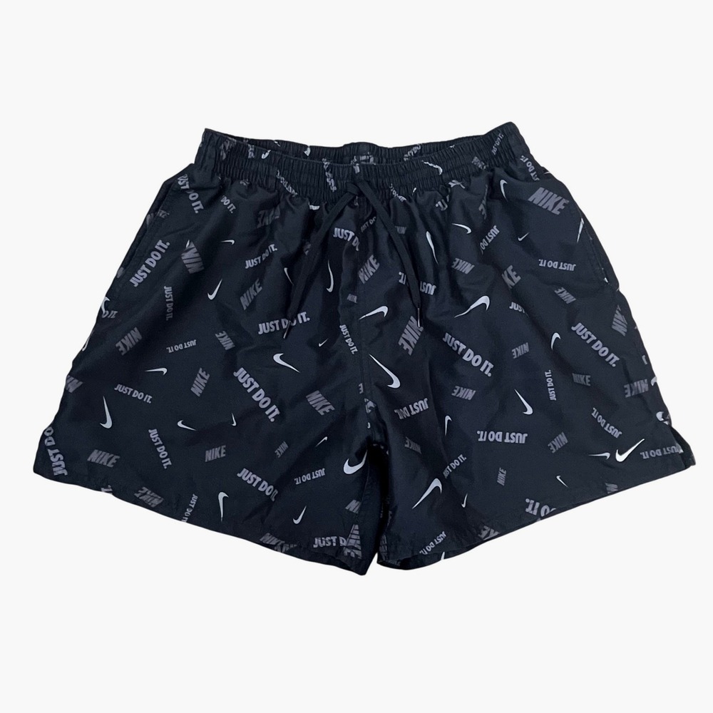 Nike 5" Volley Swim Shorts XL Black Just Do It Logofetti AOP Unlined Quick Dry